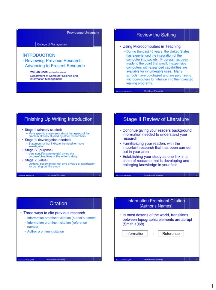 stage ii review of literature