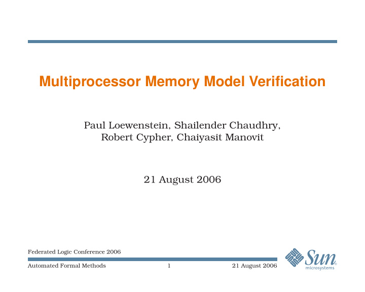 multiprocessor memory model verification