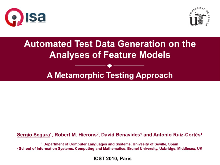 automated test data generation on the analyses of feature