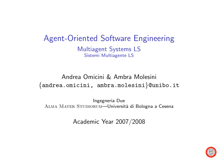 agent oriented software engineering
