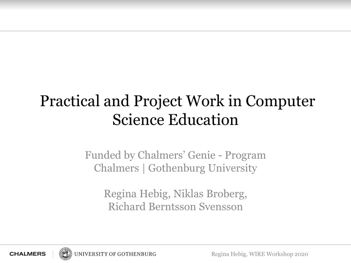 practical and project work in computer science education