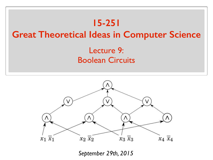15 251 great theoretical ideas in computer science