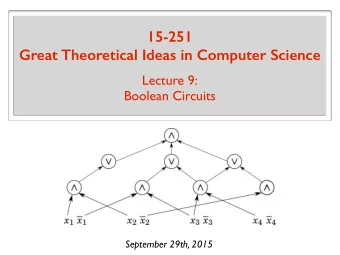 15-251 Great Theoretical Ideas in Computer Science  Lecture 9:  Boolean Circuits  September 29th,