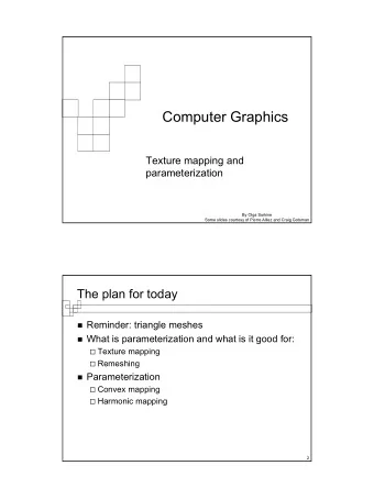 Computer Graphics  Texture mapping and  parameterization  By Olga Sorkine  Some slides courtesy of