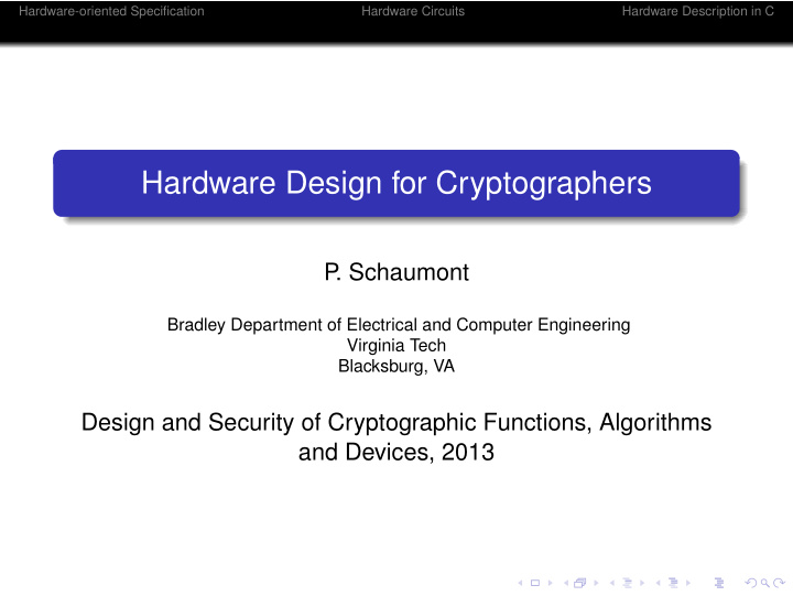hardware design for cryptographers