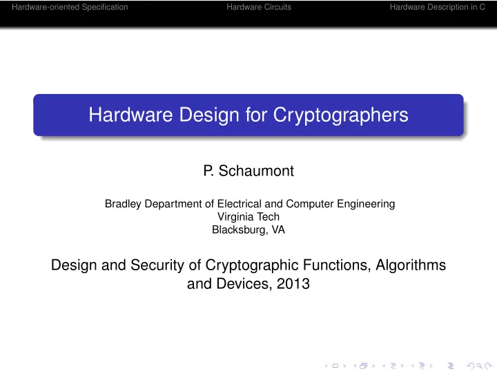 hardware design for cryptographers