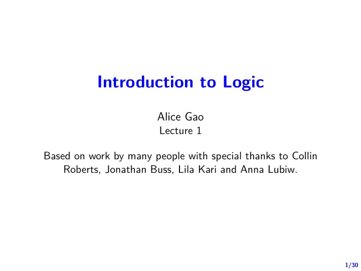 introduction to logic