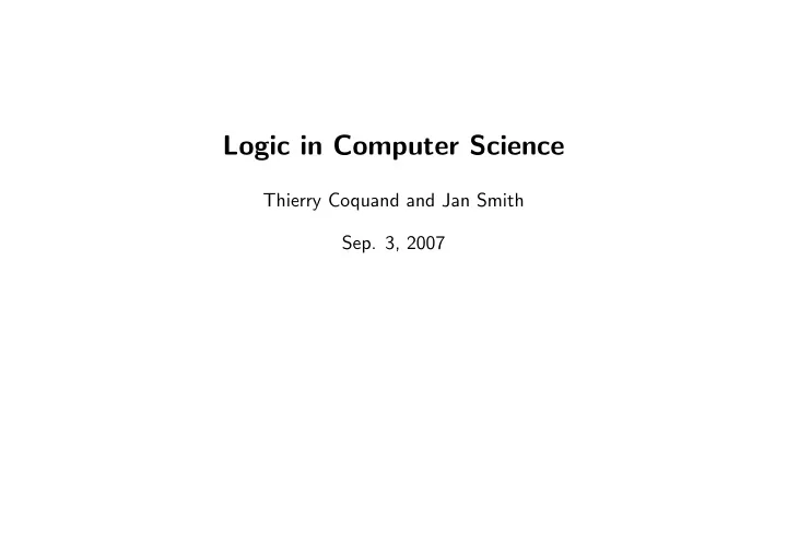 logic in computer science