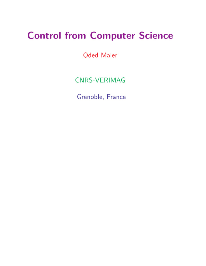control from computer science oded maler cnrs verima g