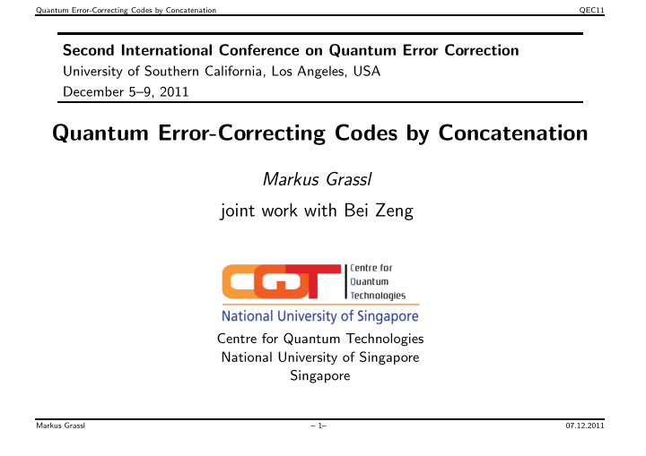 quantum error correcting codes by concatenation