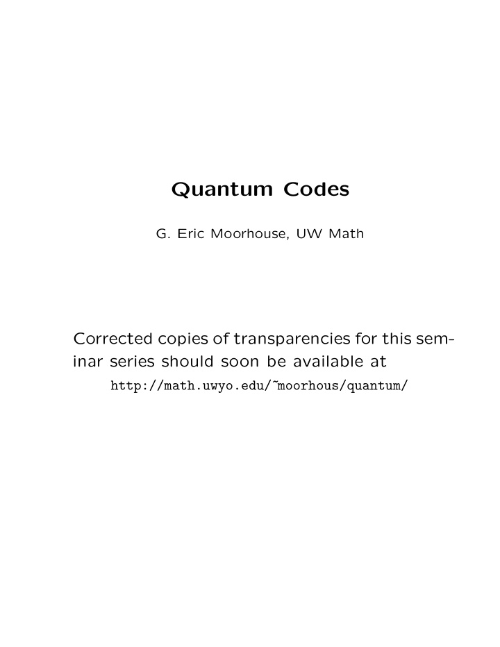 quantum codes