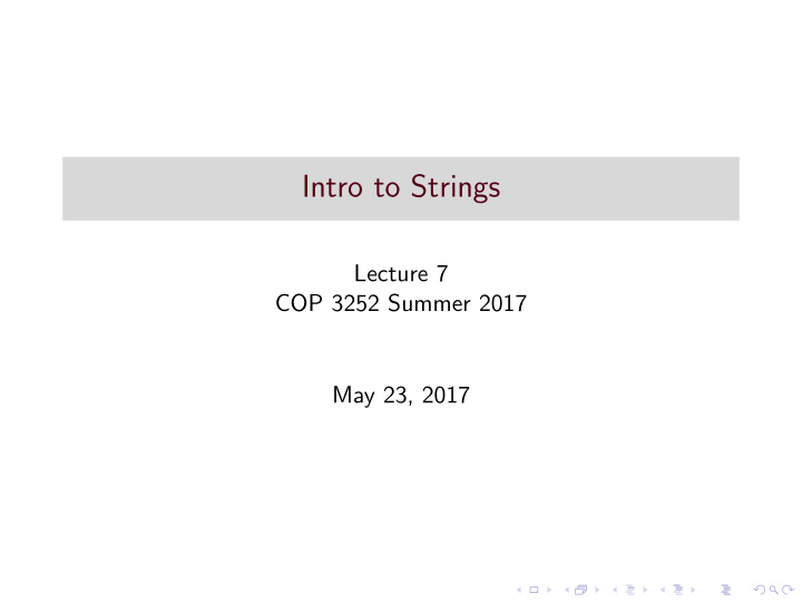 intro to strings