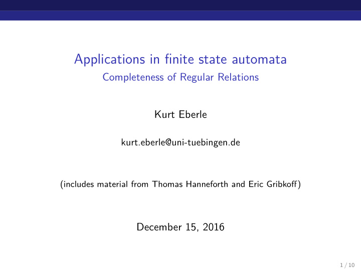 applications in finite state automata