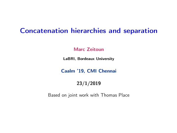 concatenation hierarchies and separation