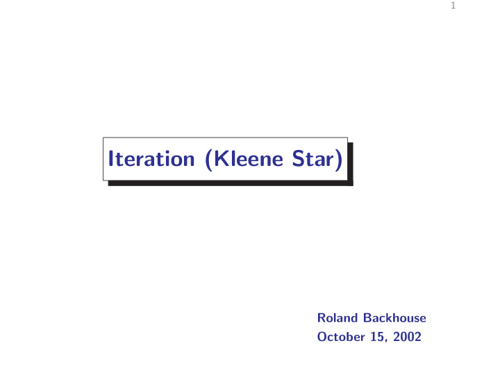 iteration kleene star
