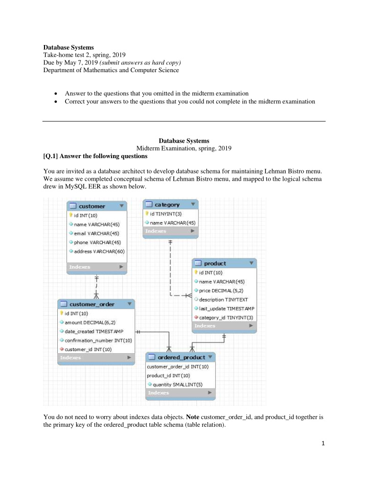 database systems take home test 2 spring 2019 due by may