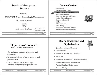 Course Content  Database Management  Systems   Introduction   Database Design Theory