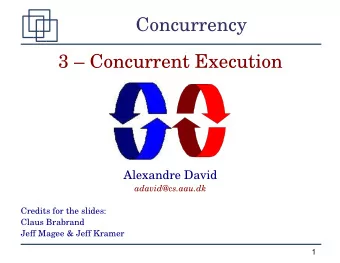 Concurrency  3  Concurrent Execution  Alexandre David  adavid@cs.aau.dk  Credits for the slides: