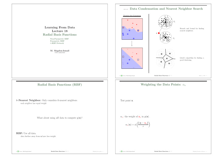 recap data condensation and nearest neighbor search