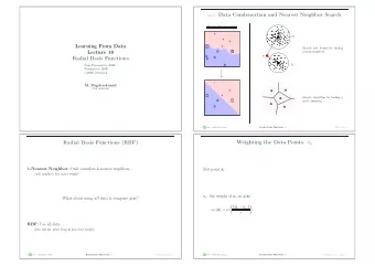 recap: Data Condensation and Nearest Neighbor Search  Training Set Consistent S 2  Learning From