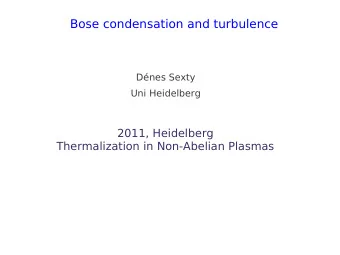 Bose condensation and turbulence  Dnes Sexty  Uni Heidelberg  2011, Heidelberg  Thermalization in