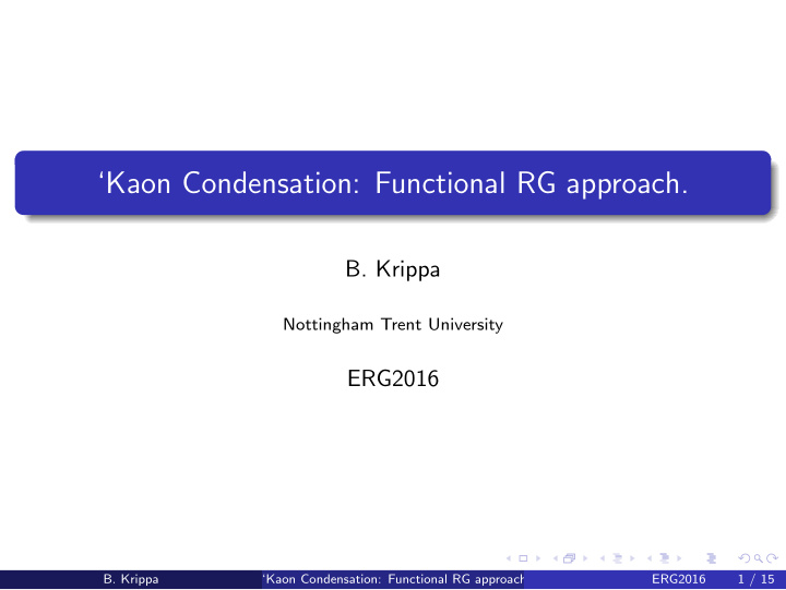 kaon condensation functional rg approach