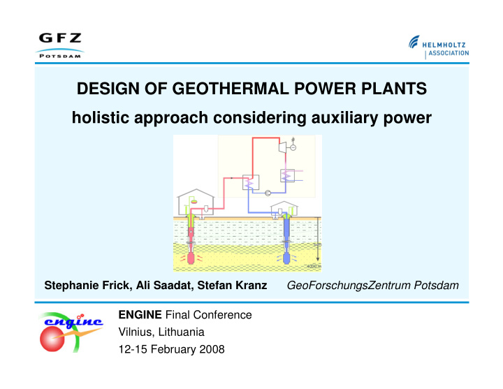 design of geothermal power plants holistic approach