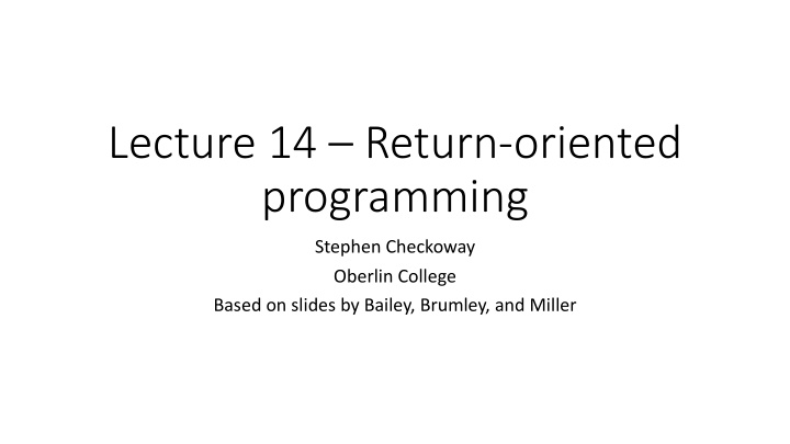 lecture 14 return oriented programming