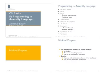 Programming in Assembly Language  Minimal Program    Move    CS Basics  Flags    Increment