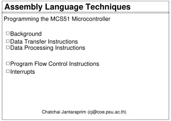 Assembly Language Techniques  Programming the MCS51 Microcontroller  Background  Data Transfer