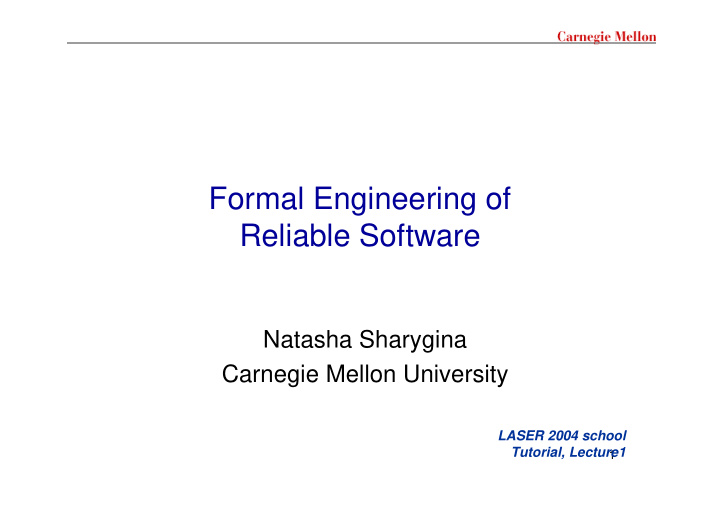 formal engineering of reliable software