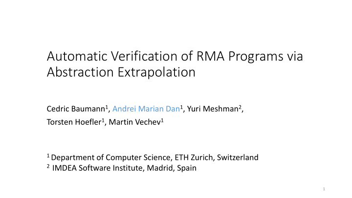 automatic verification of rma programs via