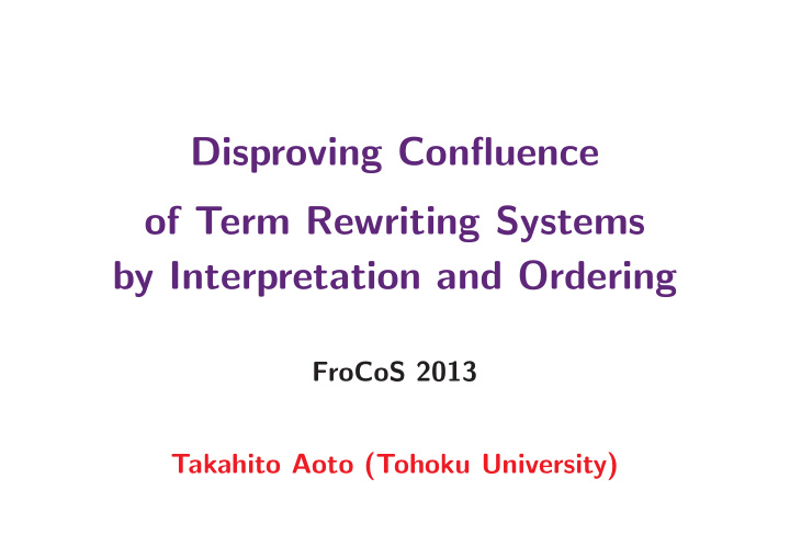disproving confluence of term rewriting systems by