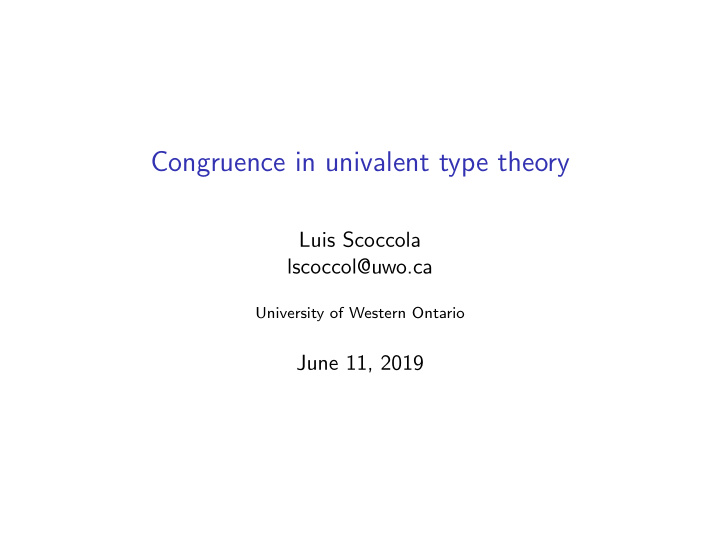 congruence in univalent type theory