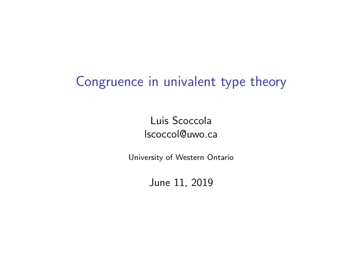 congruence in univalent type theory