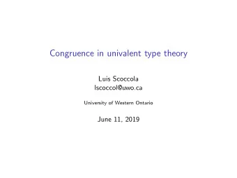 Congruence in univalent type theory  Luis Scoccola  lscoccol@uwo.ca  University of Western Ontario