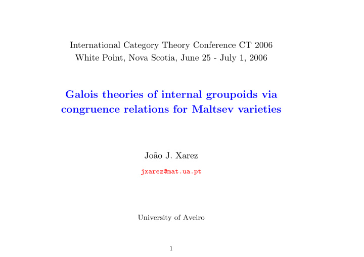 galois theories of internal groupoids via congruence