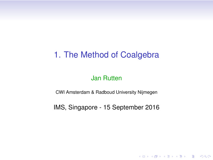 1 the method of coalgebra