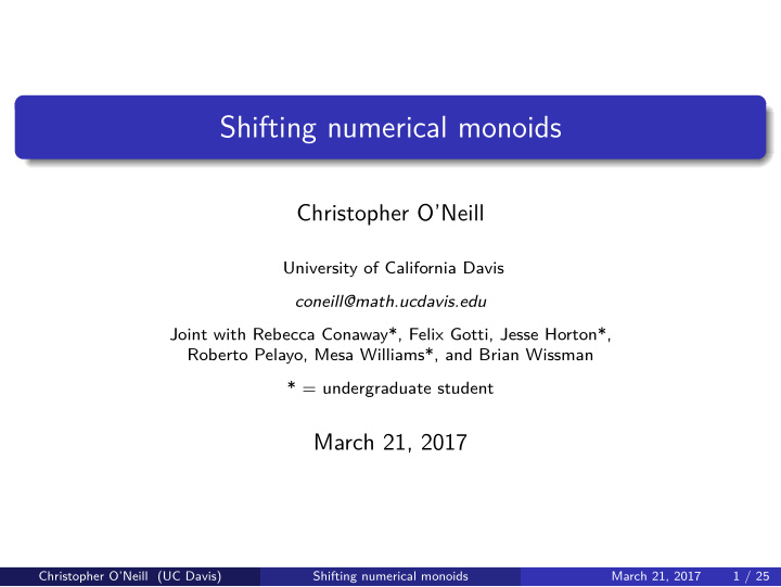 shifting numerical monoids