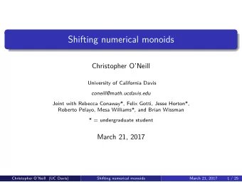 Shifting numerical monoids  Christopher ONeill  University of California Davis