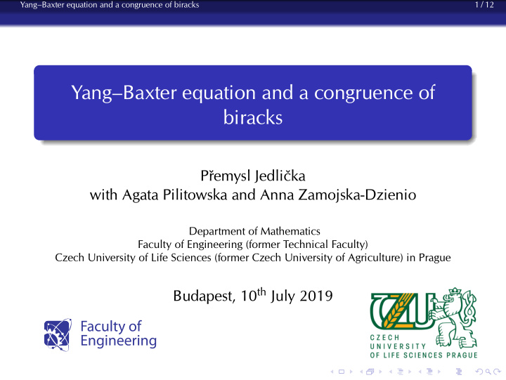yang baxter equation and a congruence of biracks