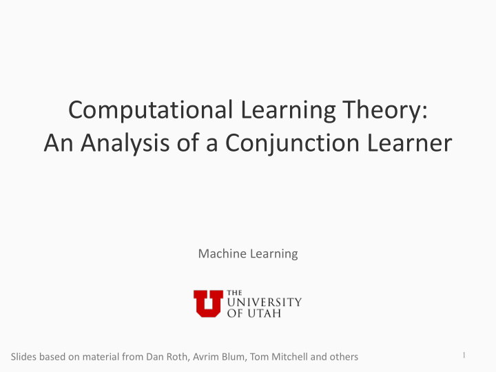 computational learning theory an analysis of a