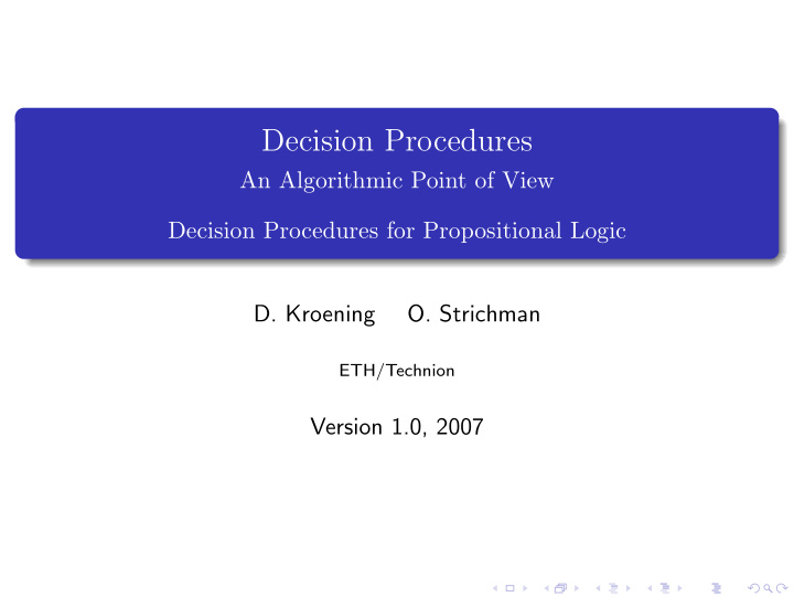 decision procedures