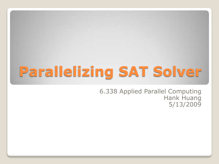 parallelizing sat solver