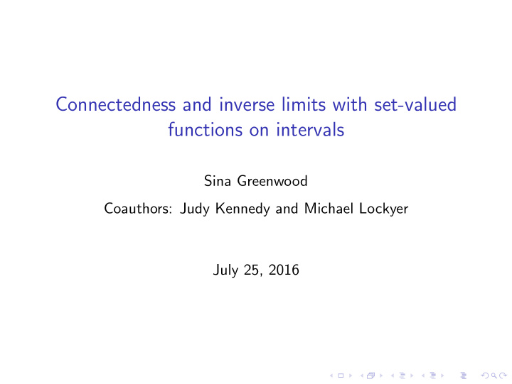 connectedness and inverse limits with set valued