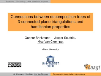Connections between decomposition trees of  3-connected plane triangulations and  hamiltonian