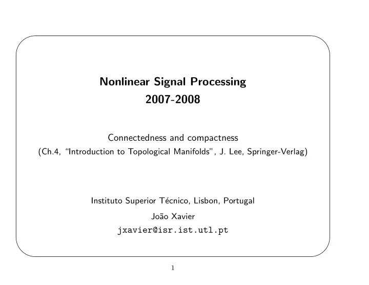 nonlinear signal processing 2007 2008