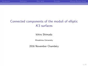 Connected components of the moduli of elliptic K 3 surfaces  Ichiro Shimada  Hiroshima University
