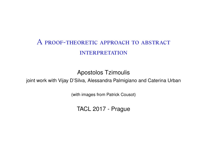 a proof theoretic approach to abstract interpretation