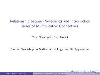 Relationship between Switchings and Introduction  Rules of Multiplicative Connectives  Yuki